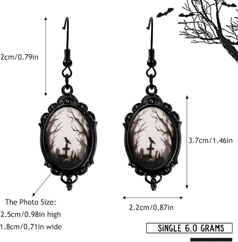 DAYANEY Halloween Earrings for Women as Goth Accessories, Gothic Witch Earring Vintage Costume Jewelry for Halloween Outfits, Devil Vampire Red Rose Earrings Raven Jewelry as Goth Gifts for Women - Image 4